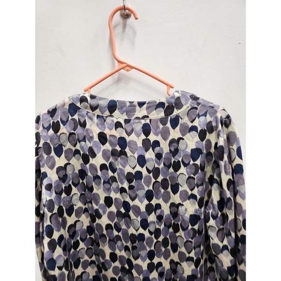 Boden Limited Edition Womens Silk Long Sleeve Blouse Size Large Black Gray Print - Picture 5 of 5